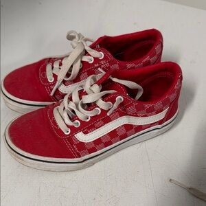 Vans Kids Red and White Checkered Sneakers